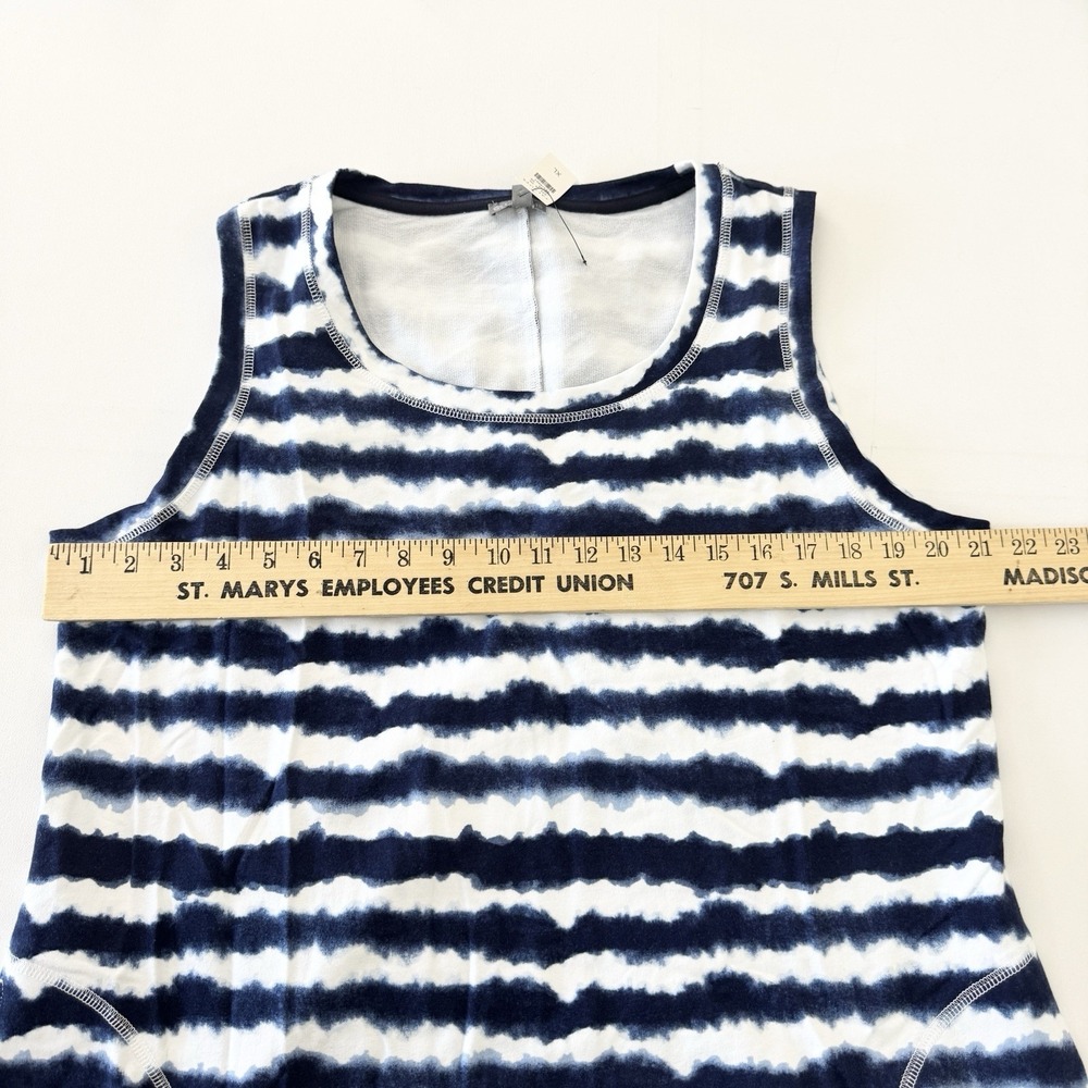Talbots Terry Sleeveless Midi Dress XL Wavy Tie Dye Blue Pockets Travel Resort - Picture 9 of 10